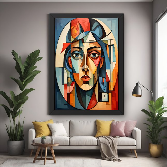 Modern Cubist Portrait Geometric Poster Print (Creator Uploaded)