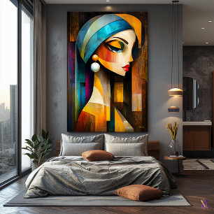Modern Cubist Vision of Girl with a Pearl Earring Canvas Print