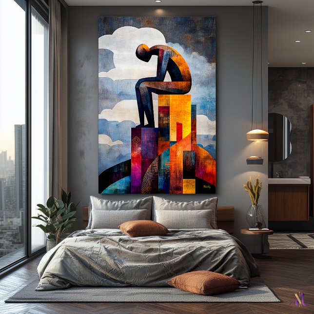 Modern Cubist Vision of The Thinker Canvas Print (Creator Uploaded)
