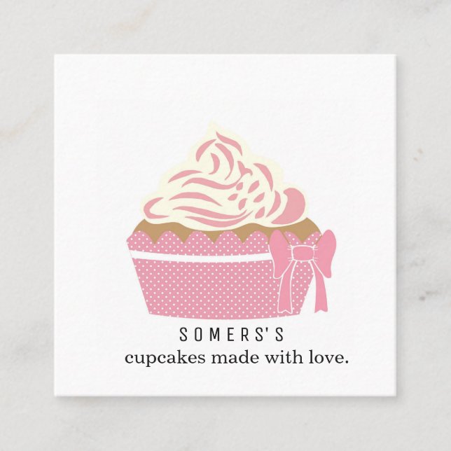 Modern Cupcake Baker Bakery Chef Catering Square Business Card (Front)