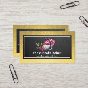Modern Cupcake Bakery Pastry Chef Catering Border Business Card