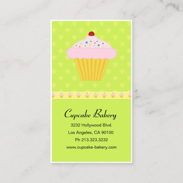 Modern Cupcake Bakery Pattern Business Card (Front)