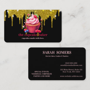Modern Cupcake Logo Bakery Chef Catering Confetti Business Card