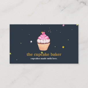 Modern Cupcake Logo Bakery Chef Catering Confetti  Business Card