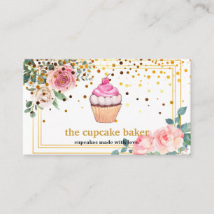 Modern Cupcake Logo Bakery Chef Catering Confetti Business Card