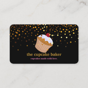 Modern Cupcake Logo Bakery Chef Catering Confetti Business Card