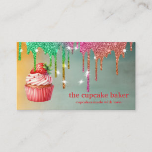 Modern Cupcake Logo Bakery Chef Catering Confetti Business Card