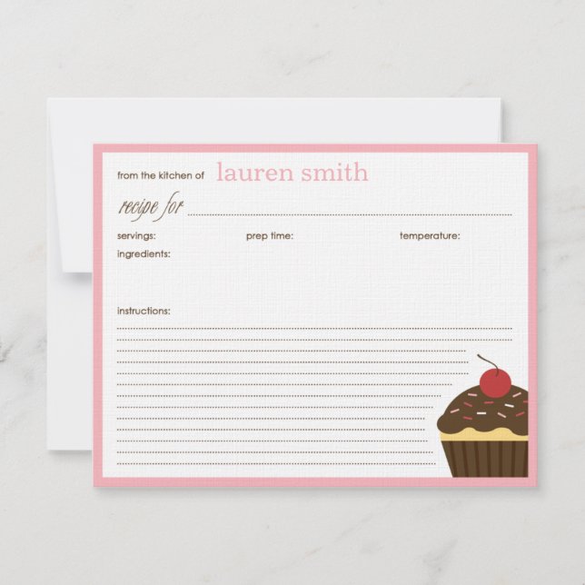 Modern Cupcake Personalized Recipe Cards (Front)