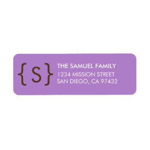Modern curly bracket monogram return address