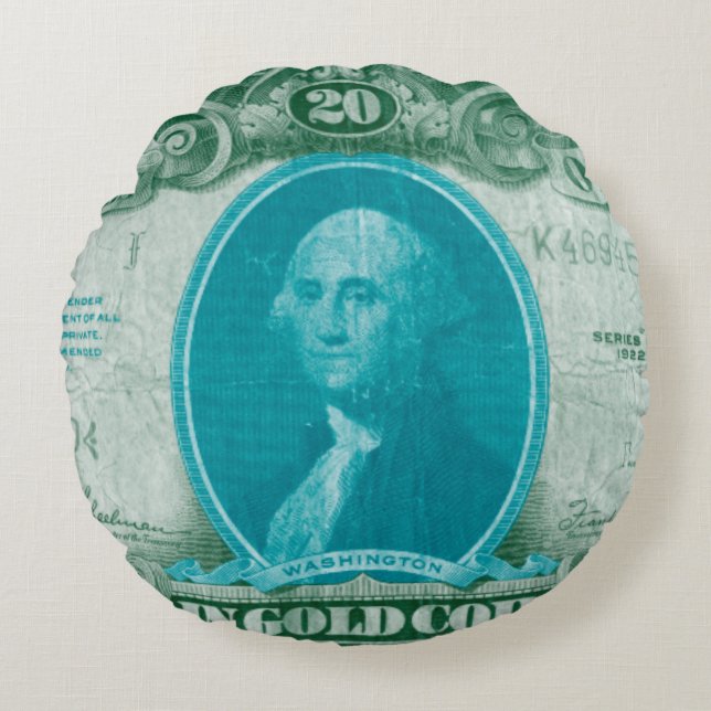 Modern Currency V Round Pillow (Front)