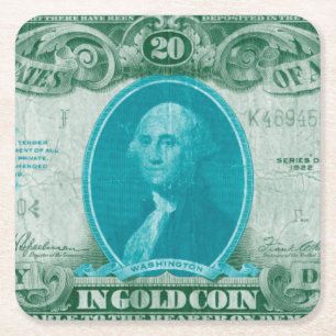 Modern Currency V Square Paper Coaster