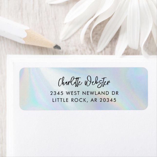 Modern Cursive Script Iridescent Return Address (Insitu)