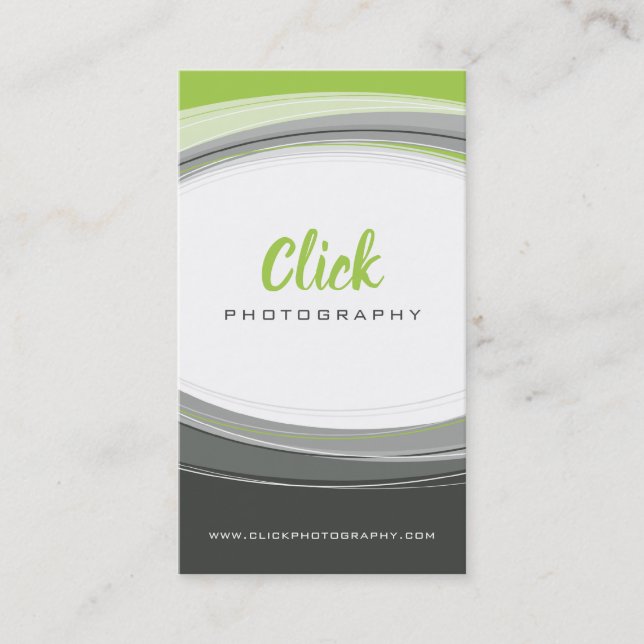 MODERN CURVE DESIGN minimal lime green grey Business Card (Front)