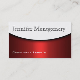 Modern Curve Red Black & White Business Cards