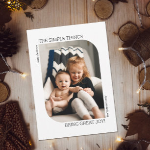 Modern Curved Frame Minimal 1 Photo Christmas Holiday Card