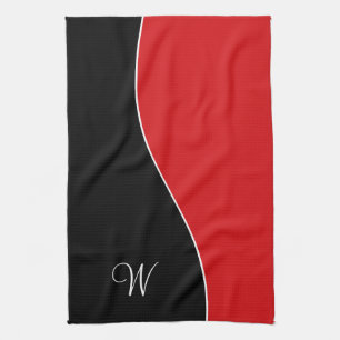 Modern Curves Contemporary Style Personalized Kitchen Towel