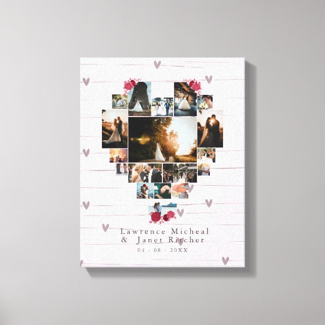 Modern custom 18 heart Shaped pictures gifts Canvas Print (Front)