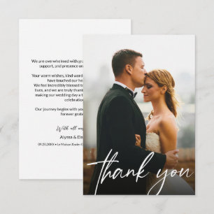 Modern Custom 1 Wedding Photo Simple Thank You Card