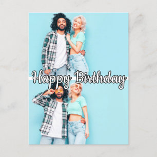 Modern Custom 2-photos Template Happy Birthday Postcard