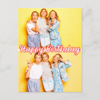 Modern Custom 2-photos Template Happy Birthday Postcard