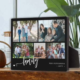 Modern custom 5 photo collage family  plaque