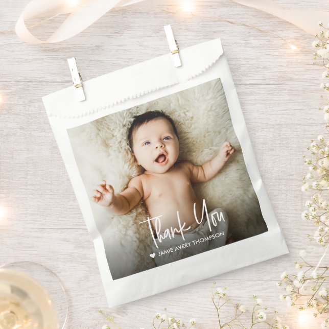 Modern Custom Baby Photo Thank You  Favour Bag (Clipped)