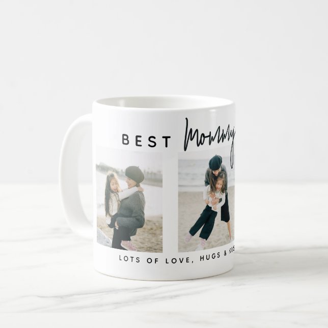 Modern Custom Best Mommy Ever | 3 Photo Coffee Mug (Front Left)