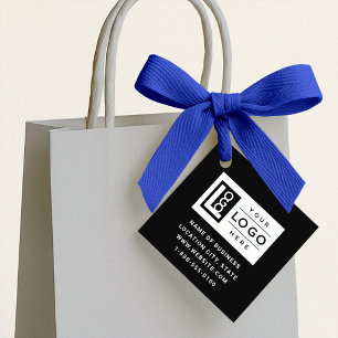 Modern Custom Black Business Logo and QR Code Favour Tags