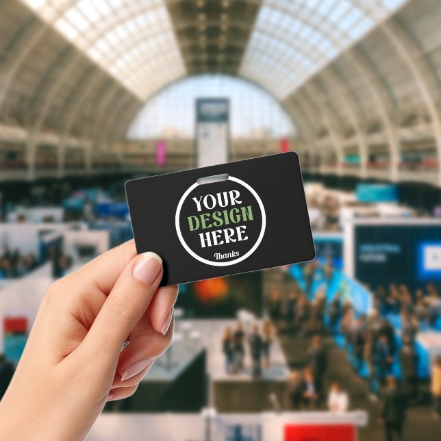 Modern Custom Black Business Logo QR Code Badge (Conference)
