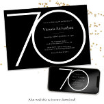 Modern Custom Black White Minimalist 70th Birthday Invitation<br><div class="desc">Modern Custom Black White Minimalist 70th Birthday Invitation. Modern minimalist birthday invitation design,  simple yet classy and elegant. Great for a black & white themed party! This is a customizable template,  if you need some help customizing it simply contact the designer by clicking on the 'Message' button below.</div>