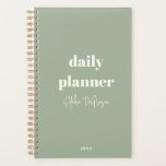 Modern Custom Boho Chic Minimalist Daily Planner<br><div class="desc">Stay organized with flair! 📅 Customize our Boho Chic Dusty Green Daily Planner with your name, year and title! Your style, your schedule. Achieve your goals in minimalist, modern fashion. Planning made personal and stylish! 🌼 #CustomPlanner #OrganizationGoals</div>