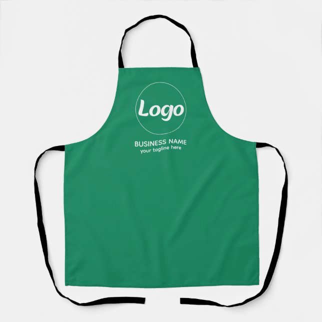 Modern Custom Branded Company Green Business Logo  Apron (Front)