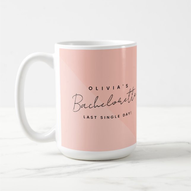 Modern Custom Bride Name Bachelorette Party Pink  Coffee Mug (Left)