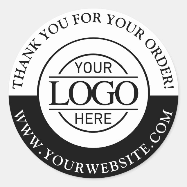 Modern Custom Busines Logo Promotional Black White Classic Round Sticker (Front)