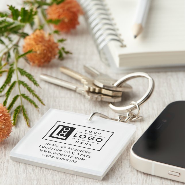 Modern Custom Business Logo and QR Code Keychain (Front Right)