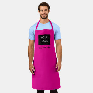 Modern Custom Business Logo Hot Pink Apron
