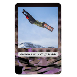 Modern Custom Caption Flexible Photo Magnet