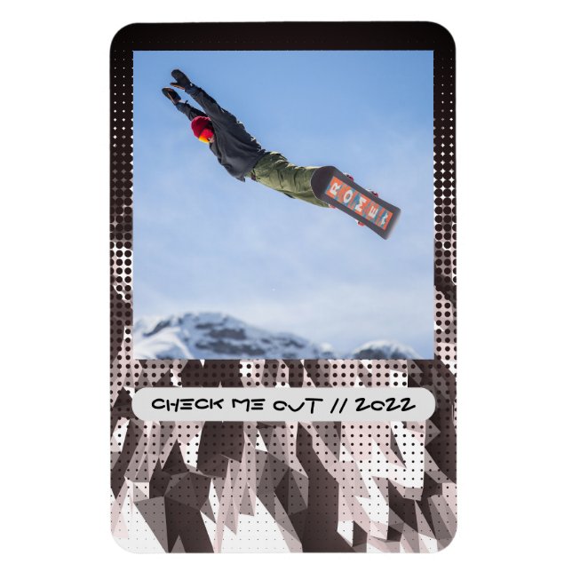Modern Custom Caption Flexible Photo Magnet (Vertical)