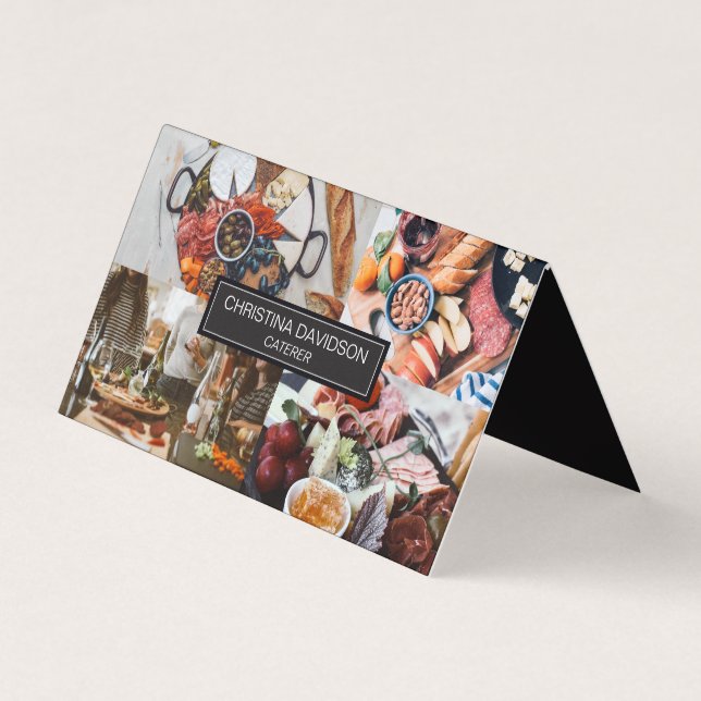Modern Custom Caterer Photo Folded Business Card (Front)