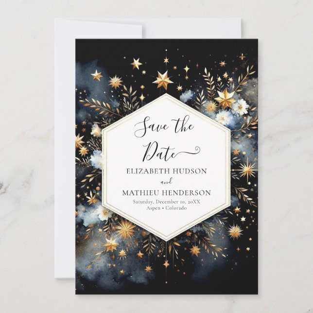 Modern Custom Celestial Wedding Save The Date (Front)