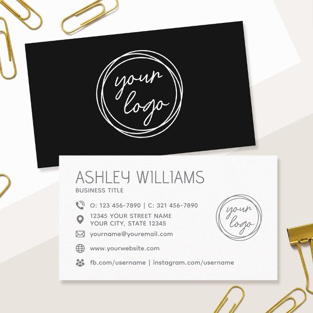 Modern Custom Color Logo Professional Black Business Card (Creator Uploaded)