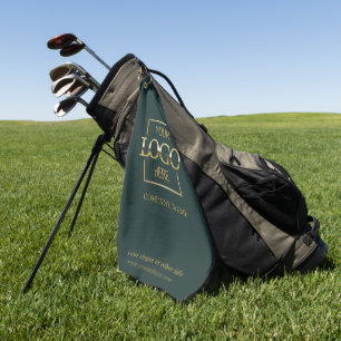 Modern Custom Company Business Logo Green Branded  Golf Towel