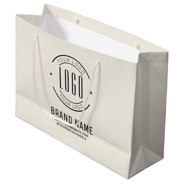 Modern custom company logo business branded large gift bag (Front Angled)