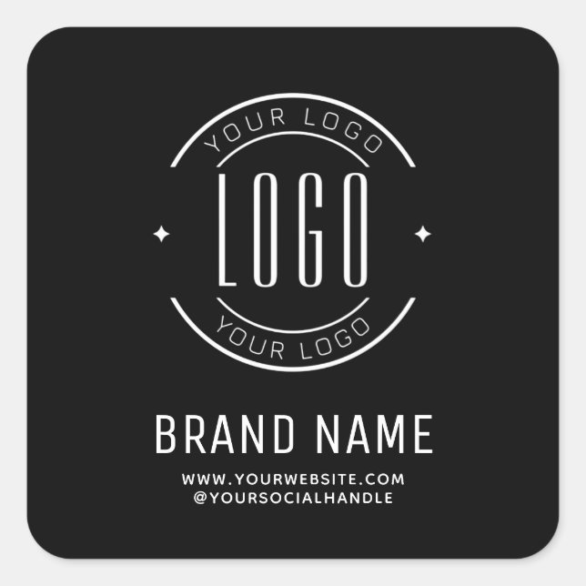 Modern custom company logo business branded square sticker (Front)