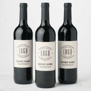 Modern custom company logo business branded wine label