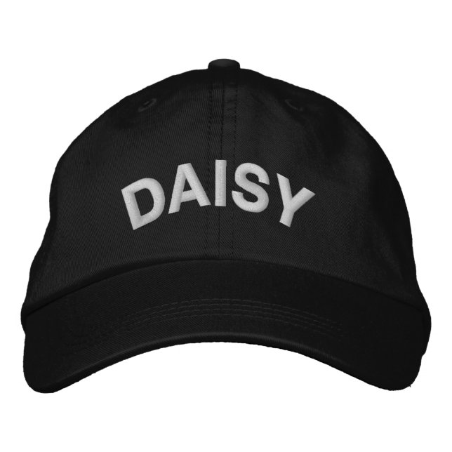 Modern Custom DAISY Text Embroidered Hat (Front)