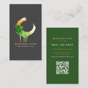 Modern Custom Dark Grey & Green Paint Swirl Business Card