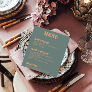 Modern Custom Design Wedding Table Menu Cards