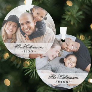 Modern Custom Double Sided Photo Ornament