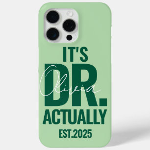 Modern Custom Dr. Name Date Dark Green  iPhone 15 Pro Max Case